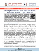 PPS no. 85- Research Brief: Start-Up Businesses and Micro, Small & Medium Enterprise in Nepal: A Policy Perspective