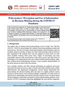 PPS no. 86: Policymakers’ Perception and Use of Information in Decision-Making during the COVID-19 Pandemic