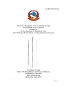 Policies and Programmes of the Government of Nepal for Fiscal Year 2072-73(2015-16)